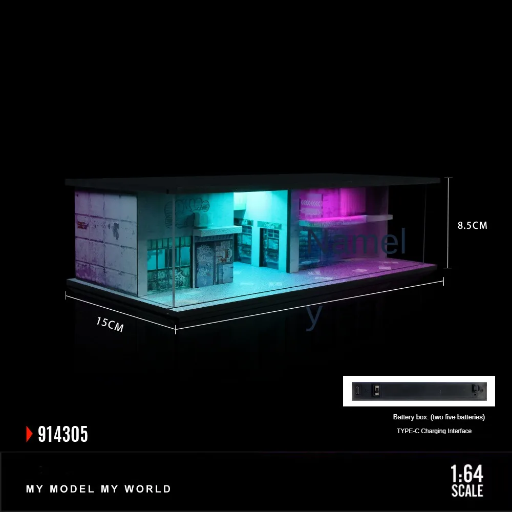 Cyberpunk سلسلة سيارة المرآب نموذج 1:64 مقياس Diorama سيارة المرآب نموذج مع أضواء LED وقوف السيارات الكثير مدينة لتقوم بها بنفسك نموذج مجموعات جمع #5