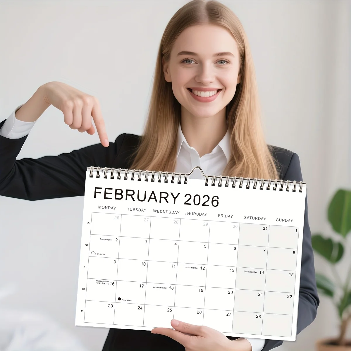 

1pc A4 Weekly Planner Calendar 2026-2027 View with Monthly Tabs, Full Moon & New Moon Markings, Monday-to-Sunday Layout