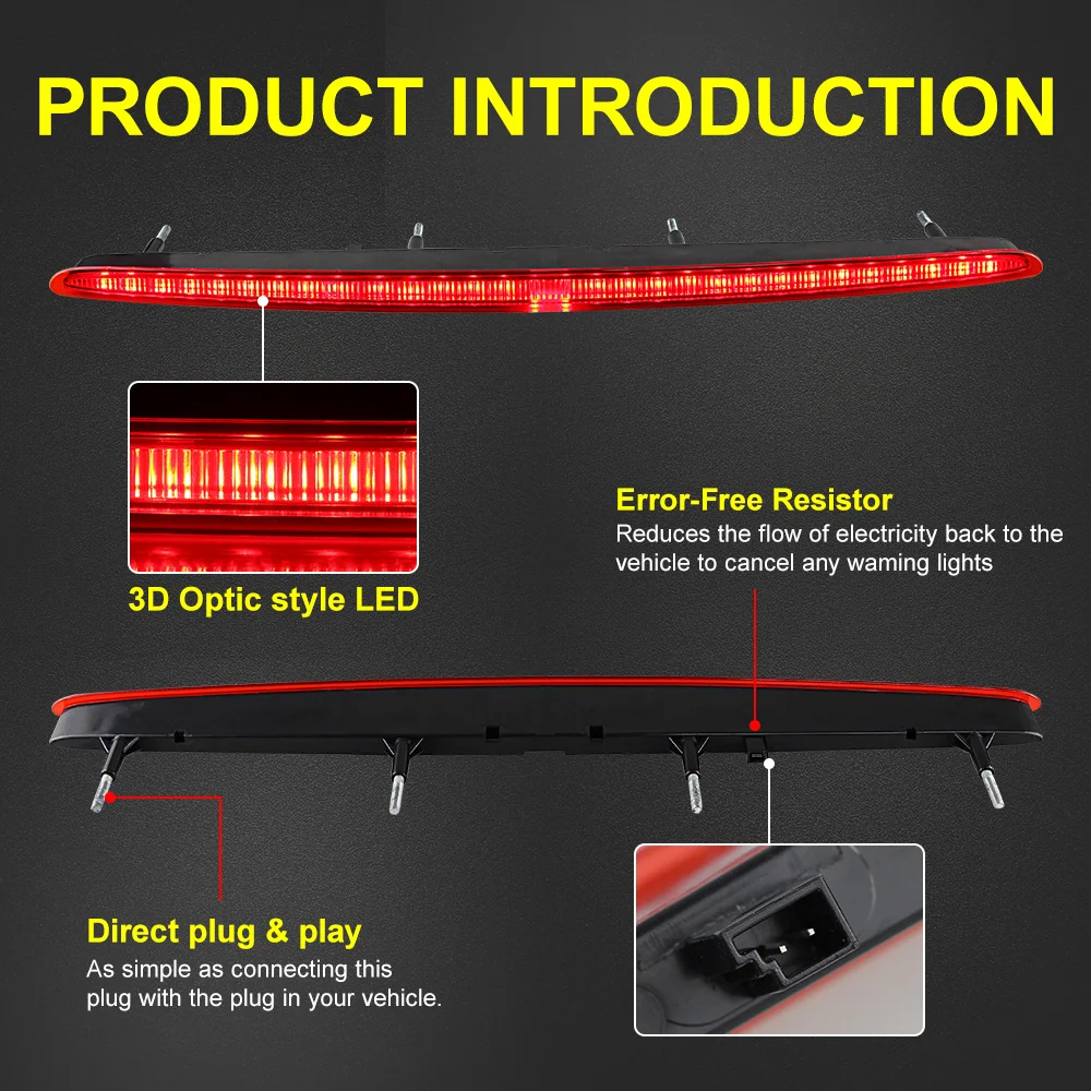 For BMW 1 Series 128i 135i M E82 E88 2007-2013  Smoked RED Lens LED Rear Boot Third Brake Stop Light Car Accessories 63257164978