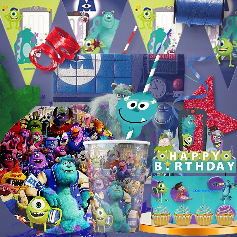 disney monsters university theme party supplies tableware cup plate topper kid baby girls birthday party decoration baby shower