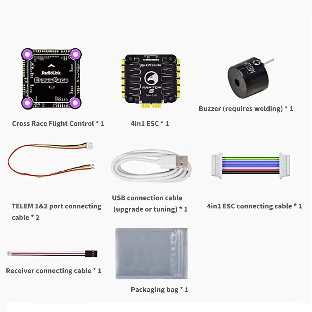 

Radiolink CrossRace Flight Controller 12CH Output OSD Integrated 4-in-1 ESC Plug-and-play 2-8 axle Multirotor Drone Quadcopter