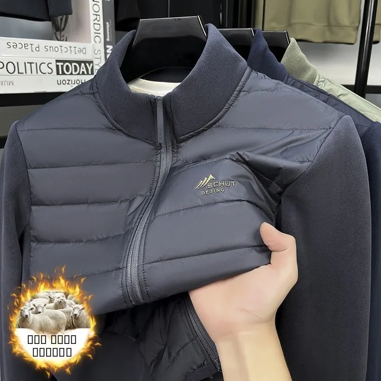 

Новая мужская куртка 2025 года: легкая, теплая, из хлопка и полиэстера, с воротником-стойкой, в стиле пэчворк, для осени и зимы