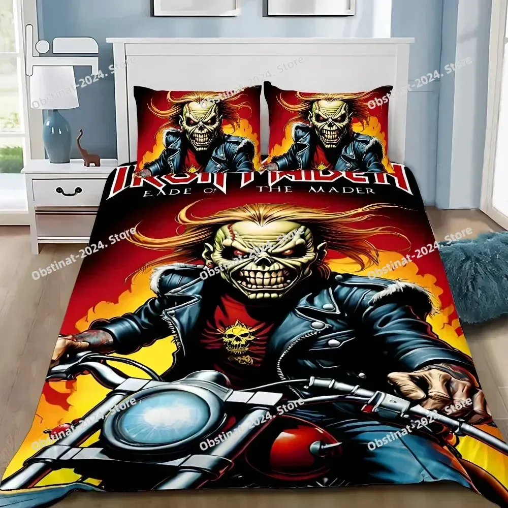 Heavy Metal Band I-Irons M-Maidens 3D Printing Comforter Bedding Set,Duvet Cover Bed Set Quilt Cover Pillowcase,King Queen Size