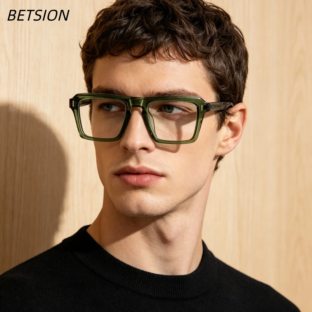 

BETSION Fashion Casual Small Square Reading Glasses Stylish Anti-blue Light Presbyopia Myopia Men Prescription Eyeglasses #049