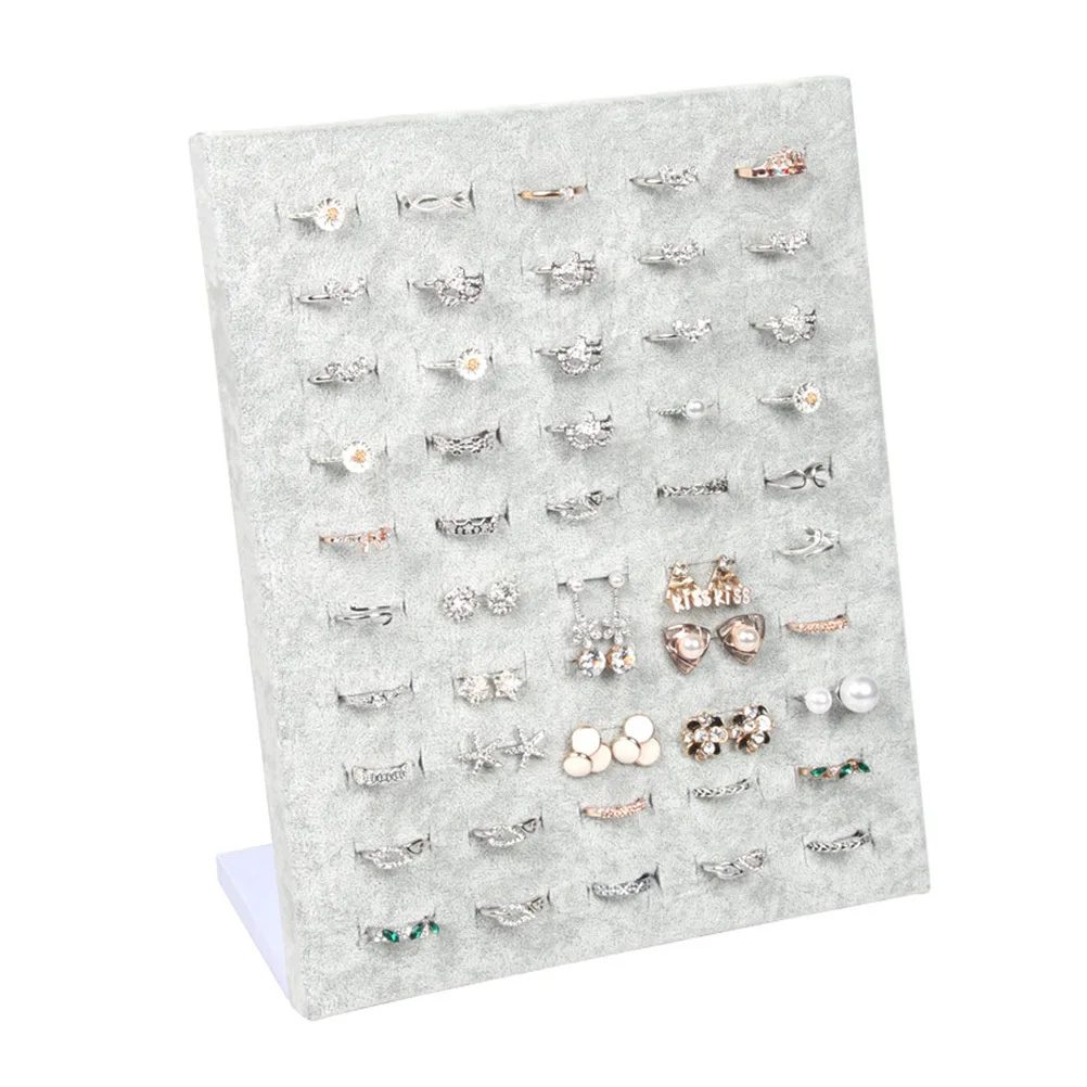 Ring Display Board Grey Jewelry Organizer Holder For Dressing Table Ring Showcase Display Storage Rack Fit All Sizes Rings