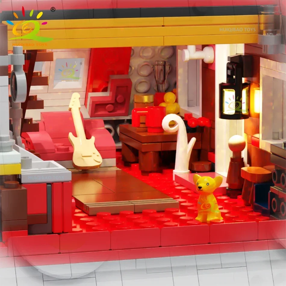 HUIQIBAO natale MINI babbo natale casa modello Building Blocks bambini capodanno fai da te Set esclusivi giocattoli da cabina per mattoni per adulti