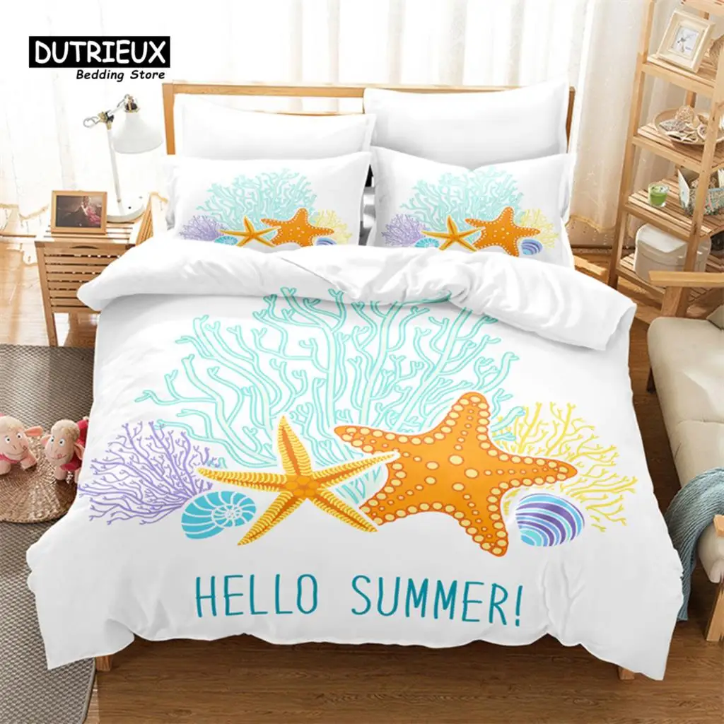 3D Ocean Bedding Set, 3Pcs Duvet Cover Set, Soft Comfortable Breathable Duvet Cover, For Bedroom Guest Room Decor