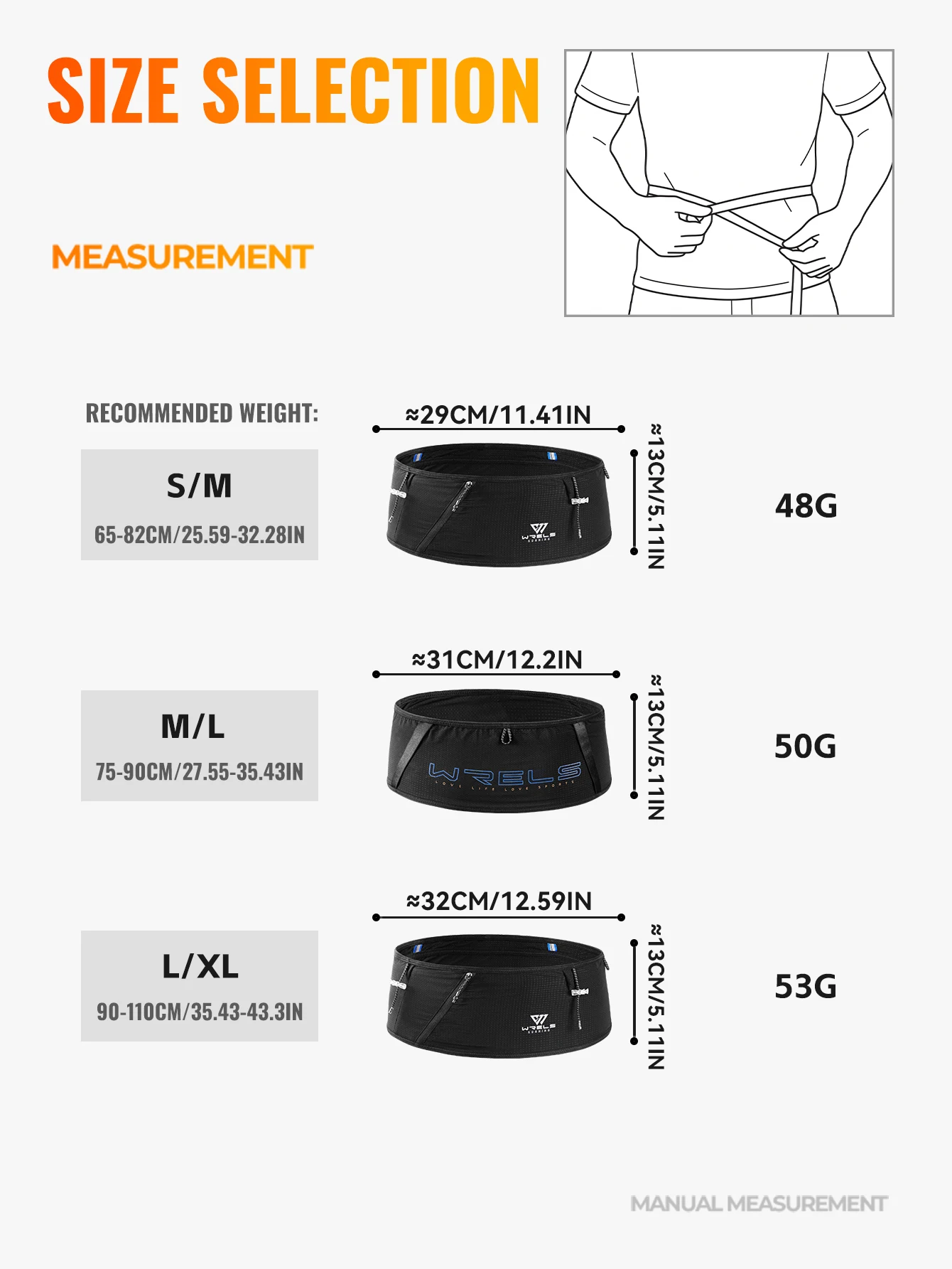WRELS Laufgürteltasche, atmungsaktiver, schmaler Trainingsgürtel, verstellbar, rutschfest, für Outdoor-Sportarten, Wandern, Herren, Damen, Fitness, Aufbewahrungstasche – Detail 4
