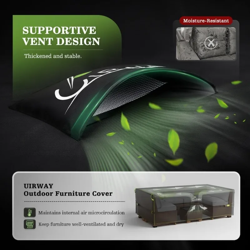 ترقية 5 طبقات الثقيلة مقاوم للماء 600D أكسفورد النسيج فناء الأثاث غطاء ثلاثي الطبقة يندبروف في الهواء الطلق الجدول أريكة