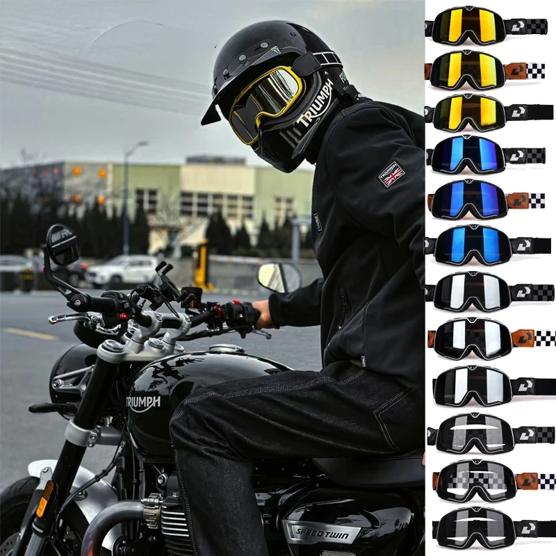 Retro Bicycles Goggles Ski Glasses Sunglasses ATV Goggles Non-slip Belt AntiUV Cafe Racer Chopper Cycling Racing Free shipping