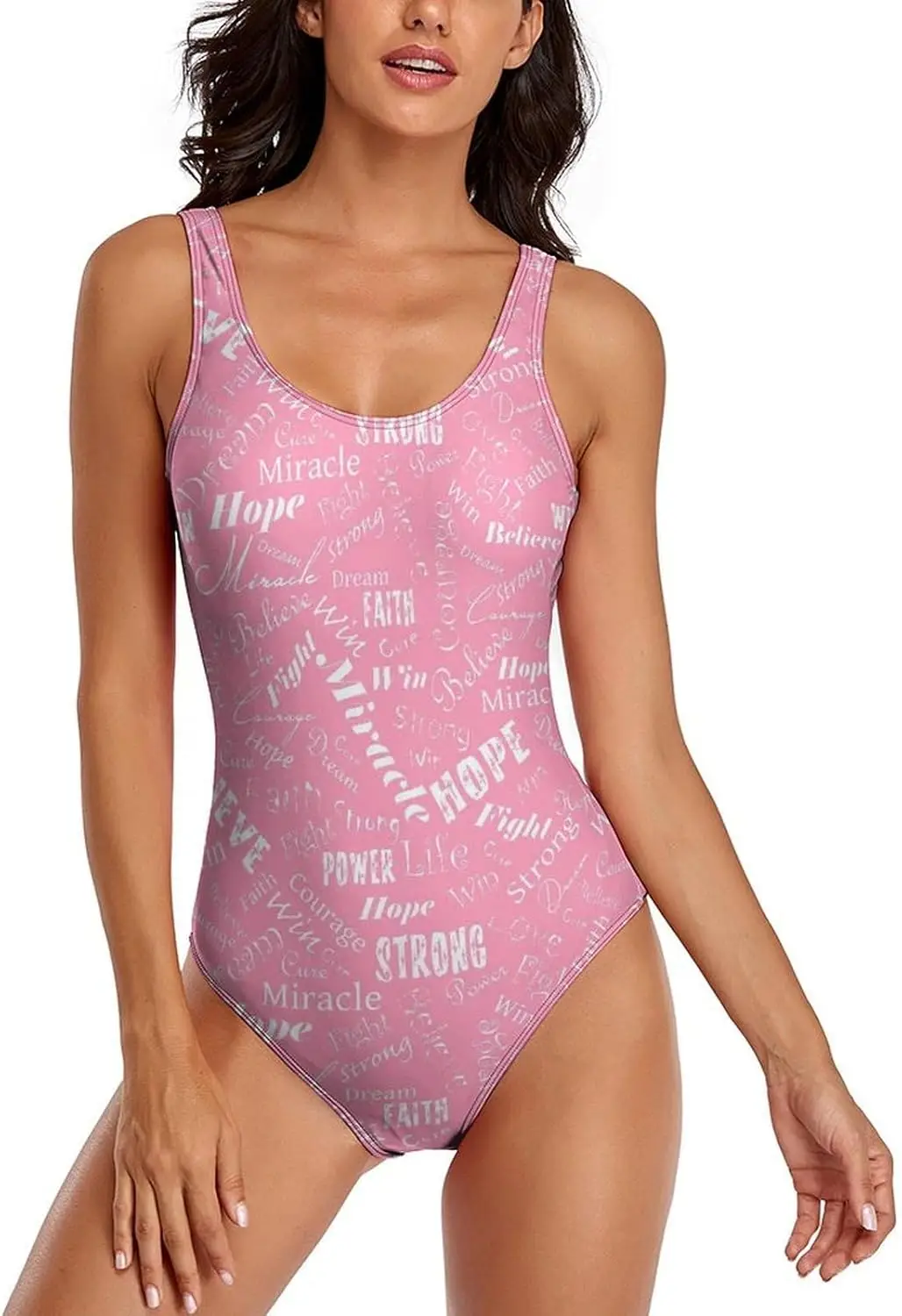 

Luxy Trio Pink Cancer Awareness Women's One Piece Swimsuits Athletic Training Swimwear Bathing Suits