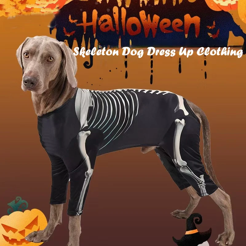 Pet Clothing Halloween Transformation Dressup Skeleton Dog Clothing Pet Cosplay Jumpsuit Halloween Transform Outfit Pet Supplies