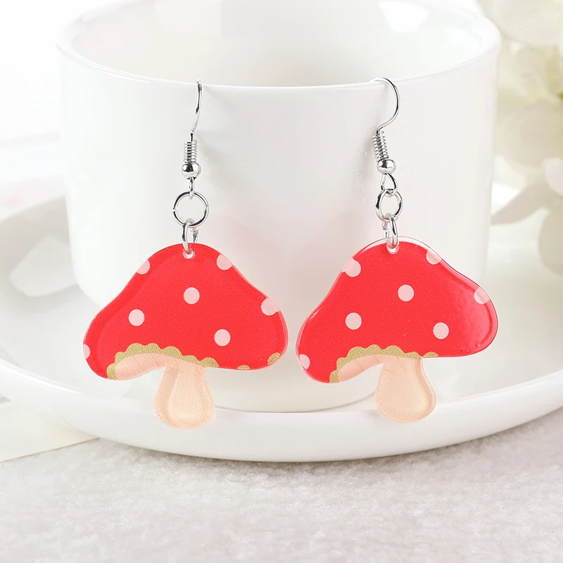 1Pair Fashion Goldfish Bag Dangle Earrings Acrylic Magic Mushroon Moon Cat for Women Girl Birthday Gift