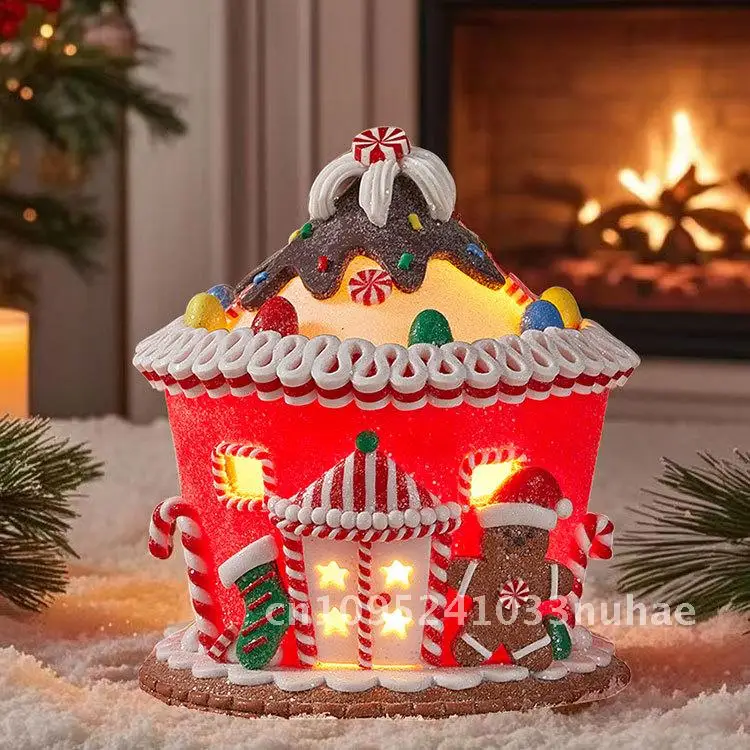 

Рождественские украшения для дома, светящийся замок из мягкой глины, рождественское украшение для окна торгового центра