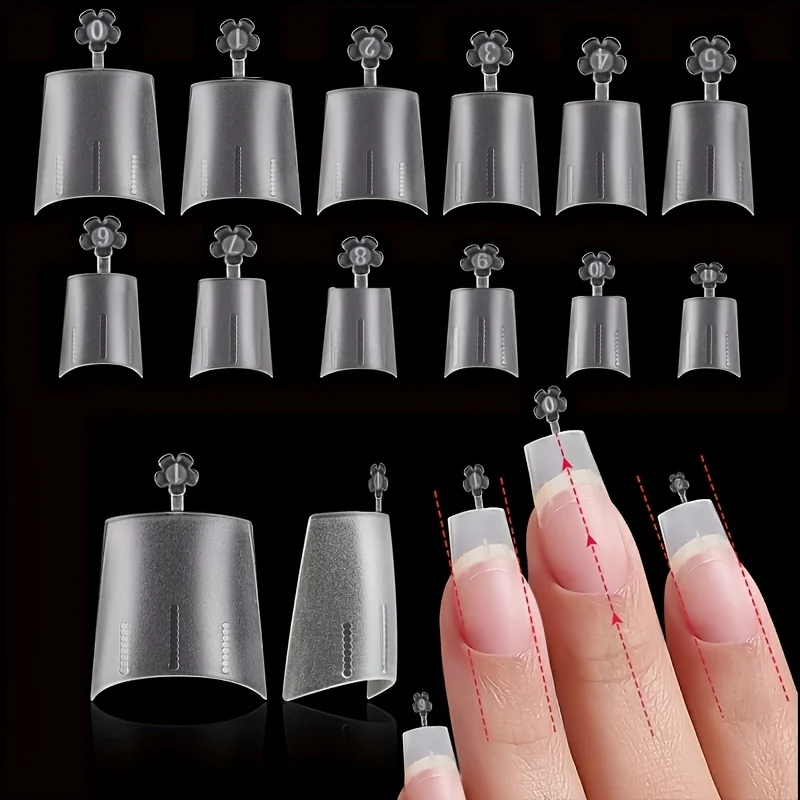 Medium Square Nail Fake Patch, 240 Pieces Soft Gel X Nail Fake Patch Square Matte Transparent Semi-Covered Acrylic Nail Fake Pat