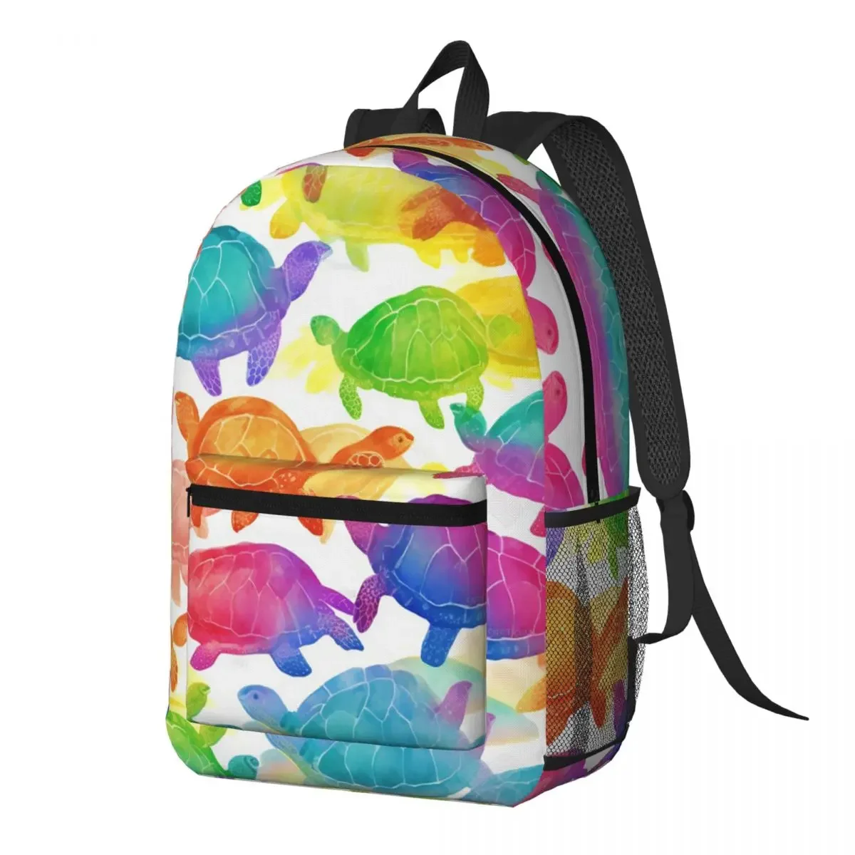 Watercolor Sea Vibrant Rainbow Turtle Backpack Daypack Large Capacity Boys Girls BookBag School Bag Shoulder Bags for Men Women