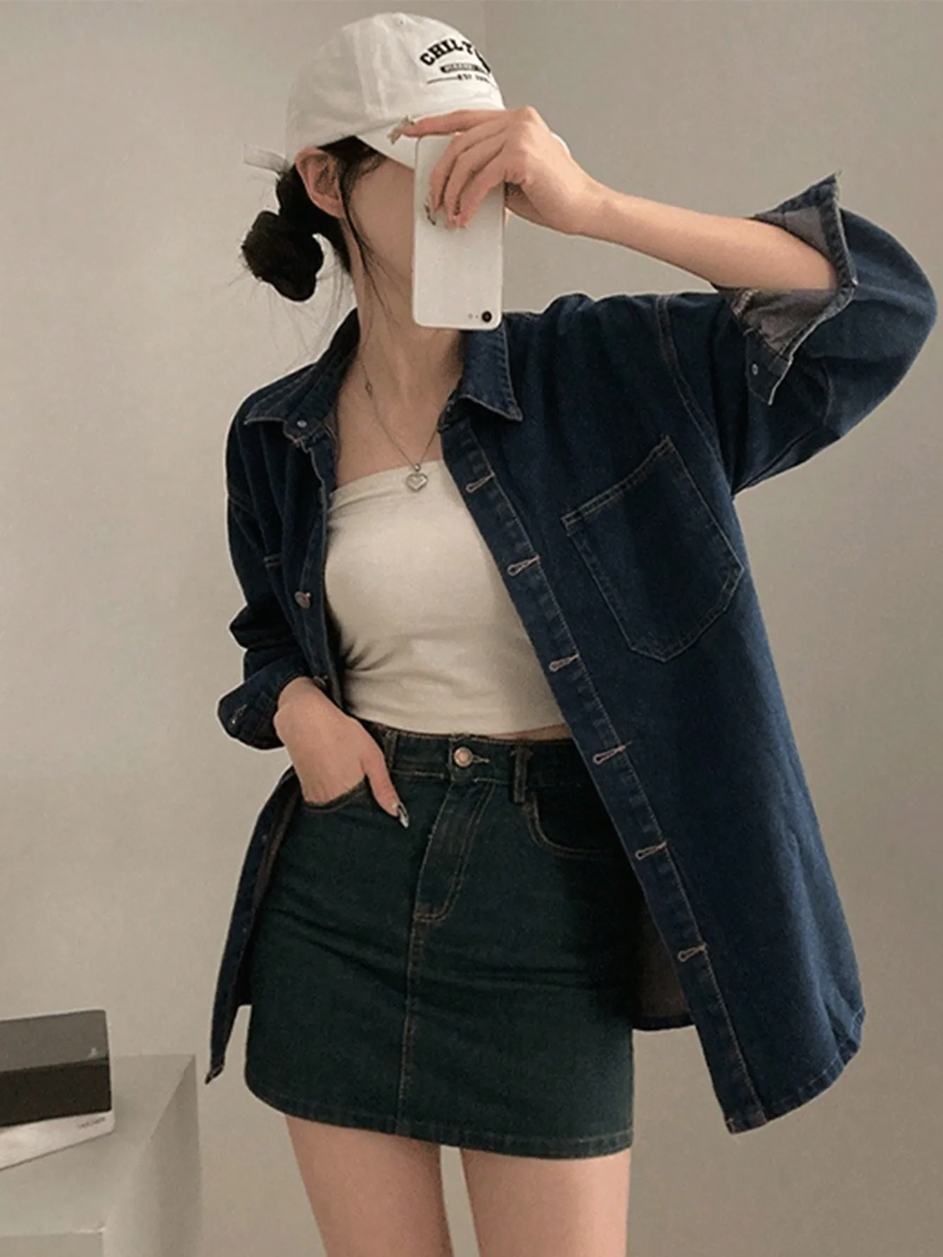 Korean Style Denim Units Women's New Autum 2024 Hot Style Fashionable Foreign Style High-End Light Mature Style Outer Wear Trend