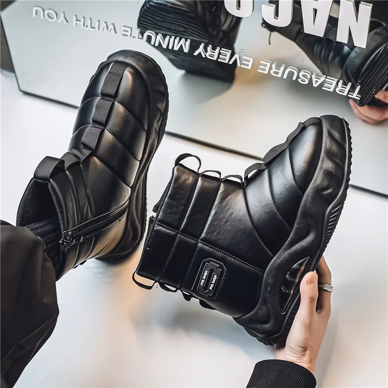 

Mens Shoes Winter Casual Leather Platform Outdoor Hiking Sport Designer Luxury Sneakers Ankle Cowboy Fur Warm Snow Boots