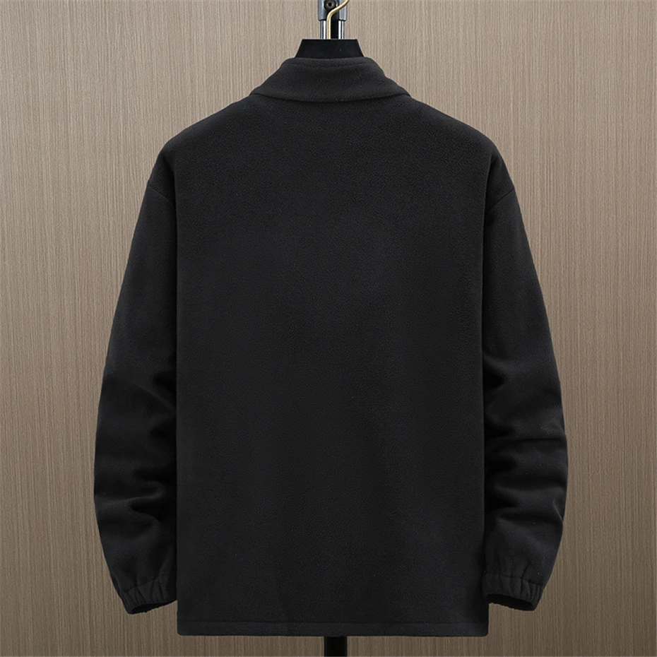 Solid Color Polar Fleece Jacket Men Winter Thcik Warm Fleece Jacket Coat Plus Size 12XL Fashion Casual Polar Fleece Coat Male