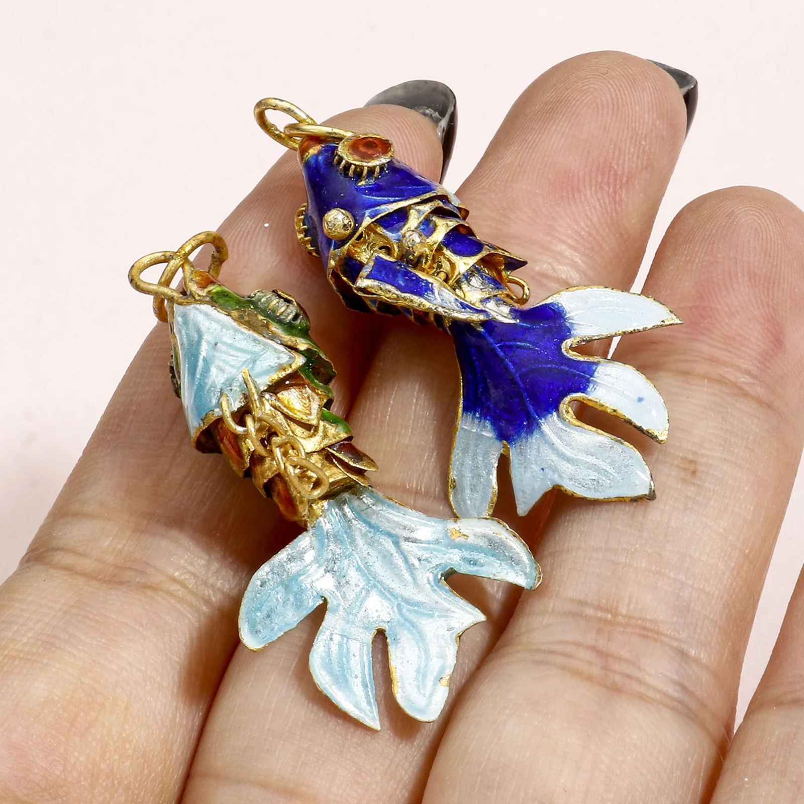 1PC Exquisite Copper 3D Goldfish Charms Jewelry Making Multicolor Movable Ocean Animal Enamel Pendants Necklace DIY 4.5 x 2cm