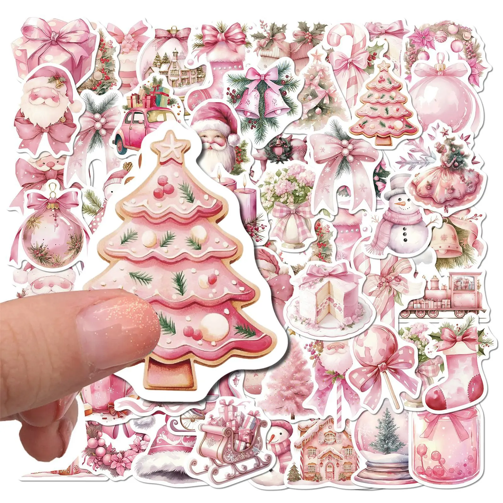 

10/50PCS New Pink Christmas Graffiti Stickers Funny Cartoon Decal Notebook Phone Guitar Skateboard Waterproof Sticker Kid Toys