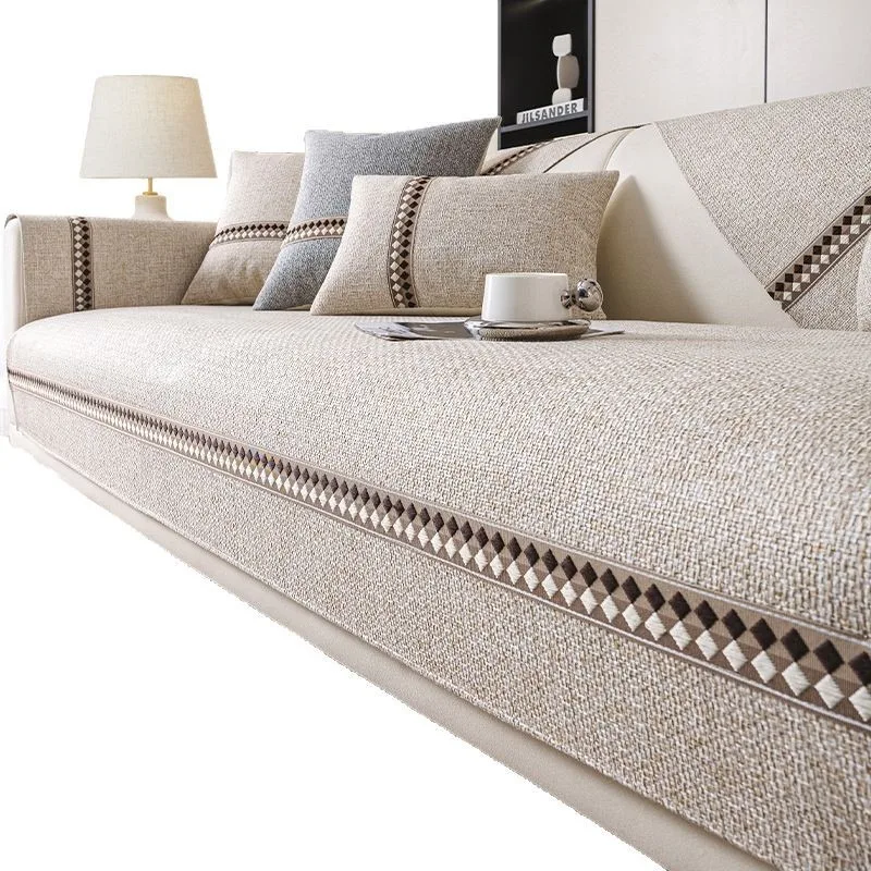 A cotton-linen imitation sofa cushion all-season sofa cover anti-slip sofa cover and furniture dust cover.