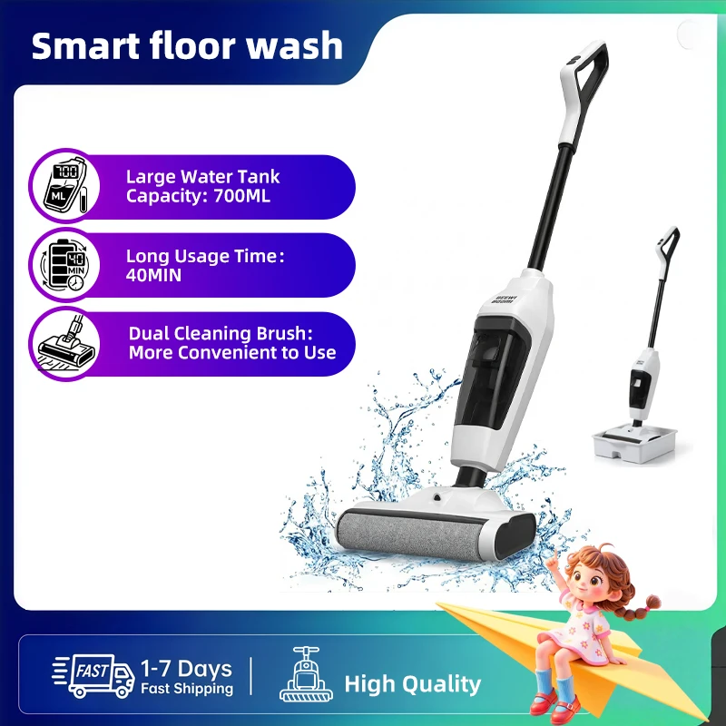 Aspirateur sans fil eau et poussière avec fonction serpillière, réservoir d'eau unique, forte aspiration, écran LED, nettoyage des bords pour sols durs et poils d'animaux