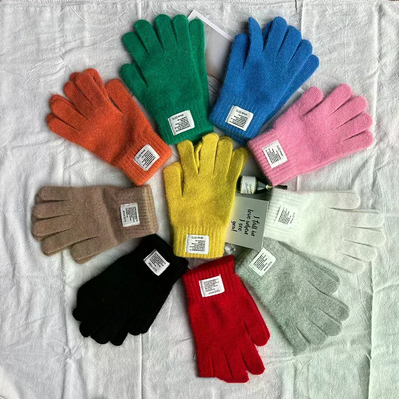 

Winter Knitted Gloves Stretchy Warm Gloves Solid Color Fingered Gloves For Cold Weather Girls Men Women And Teens Winter Mittens