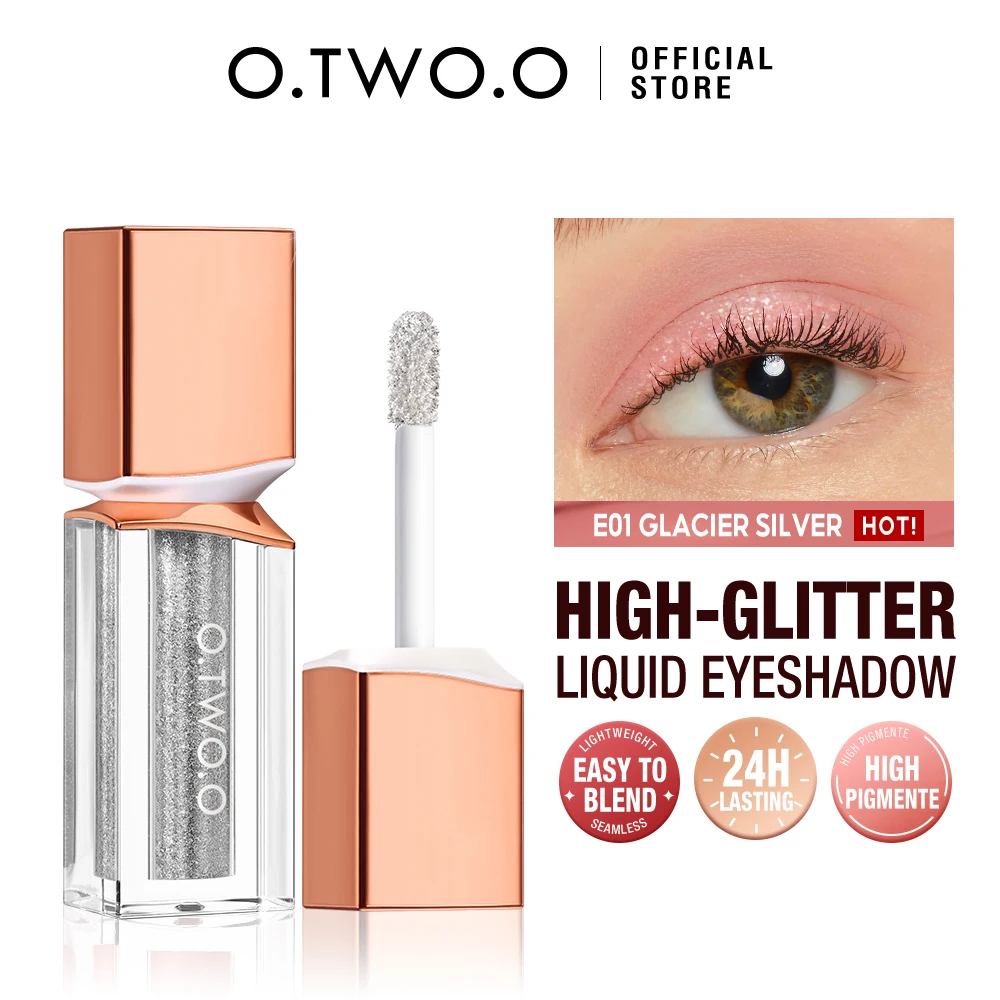 O.TWO.O Glitter Liquid Eyeshadow Highlighter 6 Colors Shimmer Brighten Long-lasting Lightweight Silkworm Matte Eye Shadow Makeup