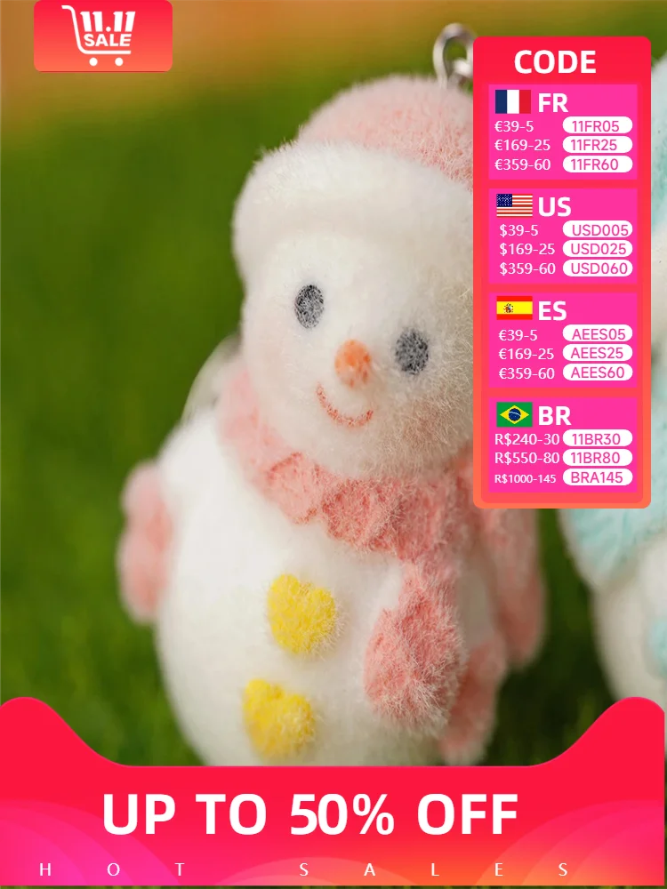 

Kawaii Flocking Snowman Resin Keychain Keyring For Christmas Gift Party Favors Decoration Phone Backpack Purse Pendant