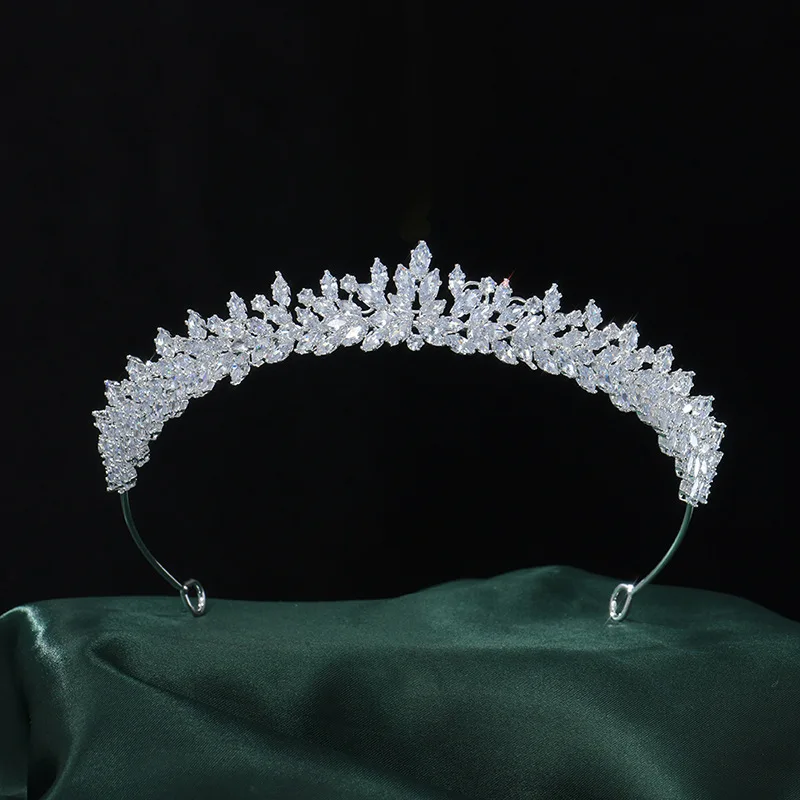 

Princess Wedding Crowns Tiaras Bridal Headbands CZ Zirconia Bride Crown Headdress Sliver Birthday Party Prom Hair Jewelry Diadem