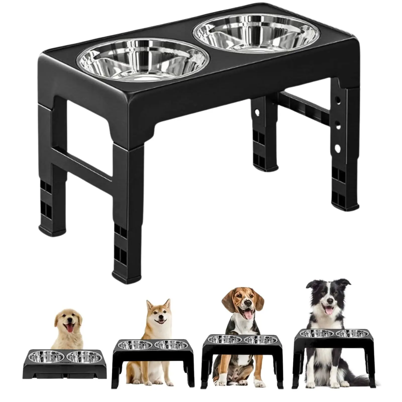 

Multi Heights Folding Feeder, Raised Dog & Cat Bowls - Adjustable Heights & Stainless Steel - Perfect for Small & Large Pets!