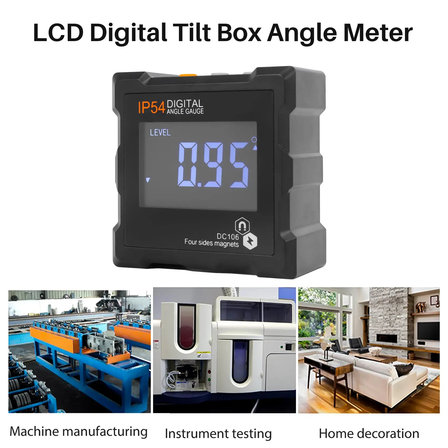 

B17B 4 x 90 Degrees(0-360 Degrees)Digital Electronic Magnetic Angle Gauge Backlight Digital Level Box Protractor Bevel Gauge