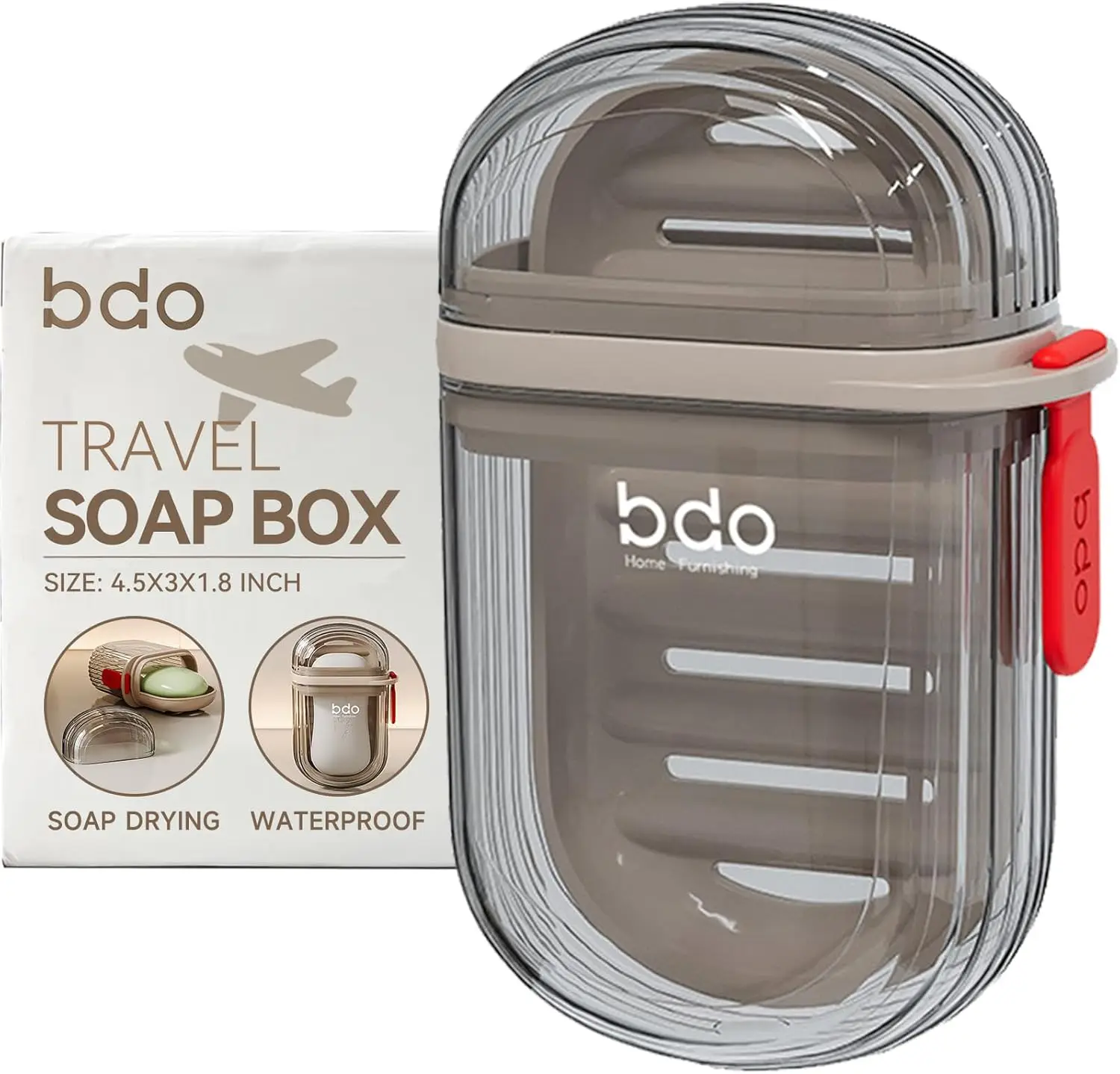 

Leakproof Travel Soap Case with Lid, Portable Soap Holder for Bathroom, Gym, Camping - Transparent Black