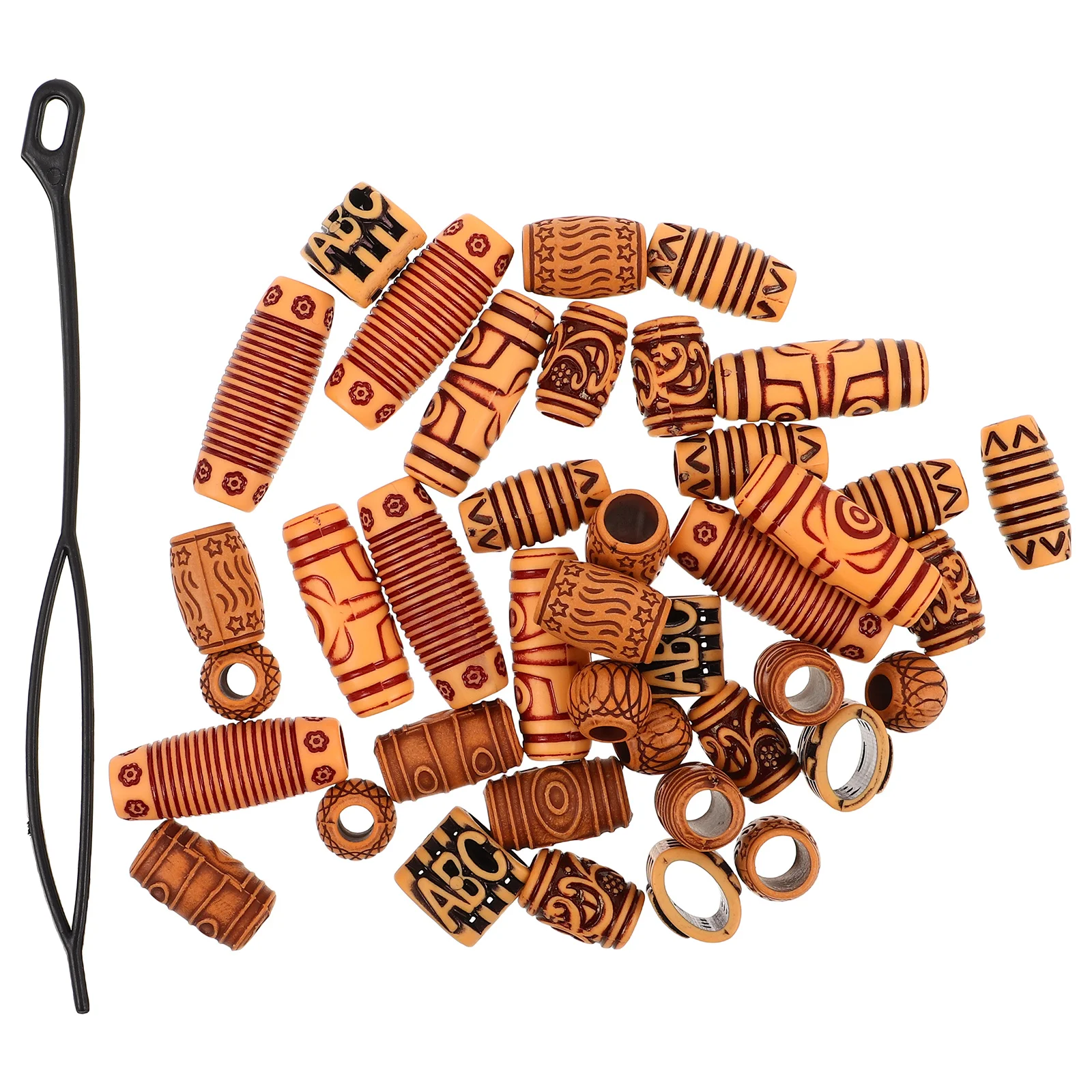 

40Pcs Hair Beads for Braids Large Hole Dreadlock Accessories Wooden Tube DIY Hair Decoration for Black Women Braided Hairstyles