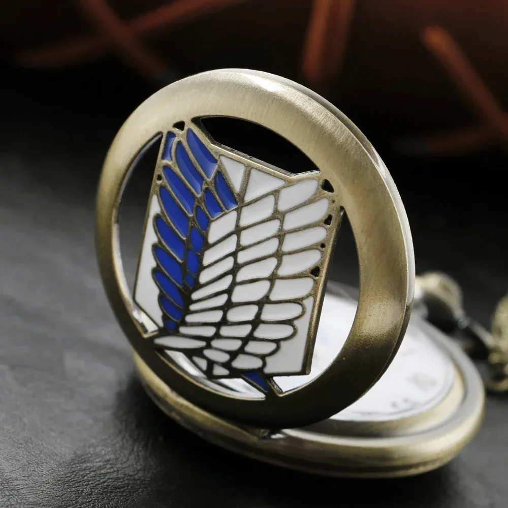 블루 화이트 날개 목걸이 남여 펜던트 시계 어린이를위한 코스프레 빈티지 청동 석영 포켓 시계 여성 남성을위한 선물