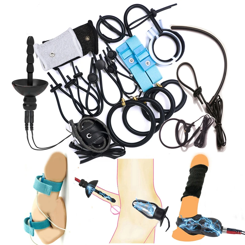 BDSM Electro Shock Penis Cock Ring,Electric Shocker E Stimulation Chastity Cage,E stim Estim E-stim  Sex Toys for Men,Electrosex