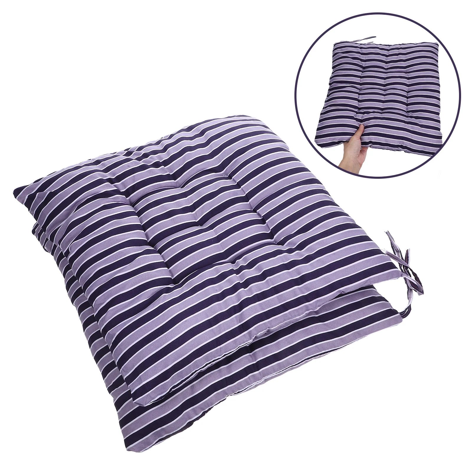 

2Pcs Blue Striped Cushion Office Chair Home Seat Stylish Practical Easy Install Use Clean Thicken Warm Lovely