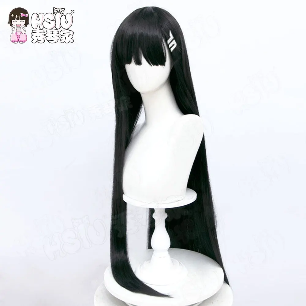 Tsukatsuki Rio Cosplay Wig Fiber Synthetic Wig HSIU 100Cm Black Long Wig+Wig Cap Game Blue Archive Cosplay Wig