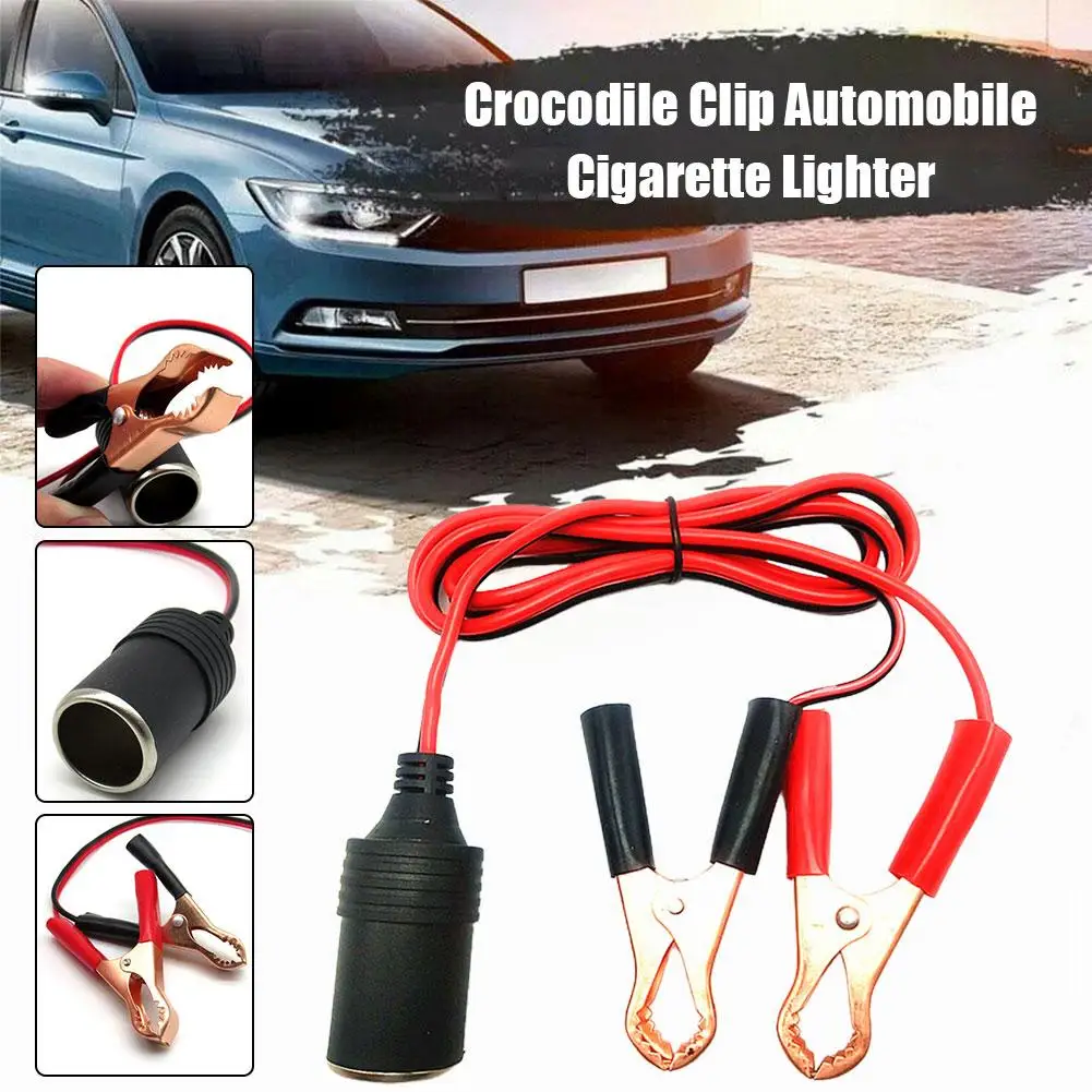 12V Power Car Cigarette Lighter Female To Alligator Clip Extension Connector To Terminal Clip-on Battery Adapter Auto Socket New