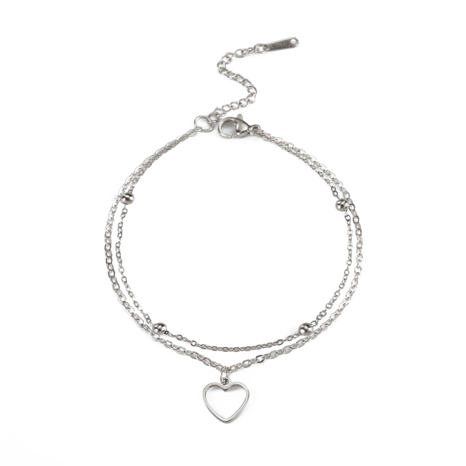 Kkjoy Einfache Edelstahl Silber Farbe Hohl Liebe Herz Weibliche Fußkettchen für Frauen Bein Armband Kette Schmuck Geschenk Für Mädchen – Detail 9