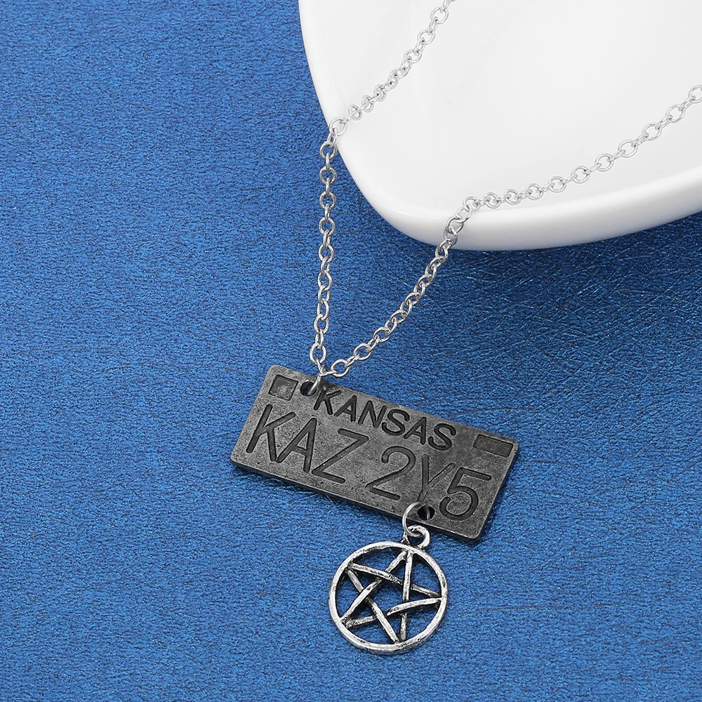 New Movie Jewelry Supernatural Dean License Plate Pendant Necklace New Fashion Vintage Necklace For Fans Souvenir Gift