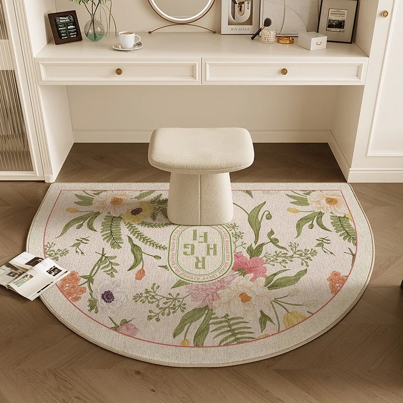 Bedroom Carpet Chair Floor Mat Non-slip TPR Silent Carpets Pastoral Style Spring Flower Home Decoration Rug for Living Room