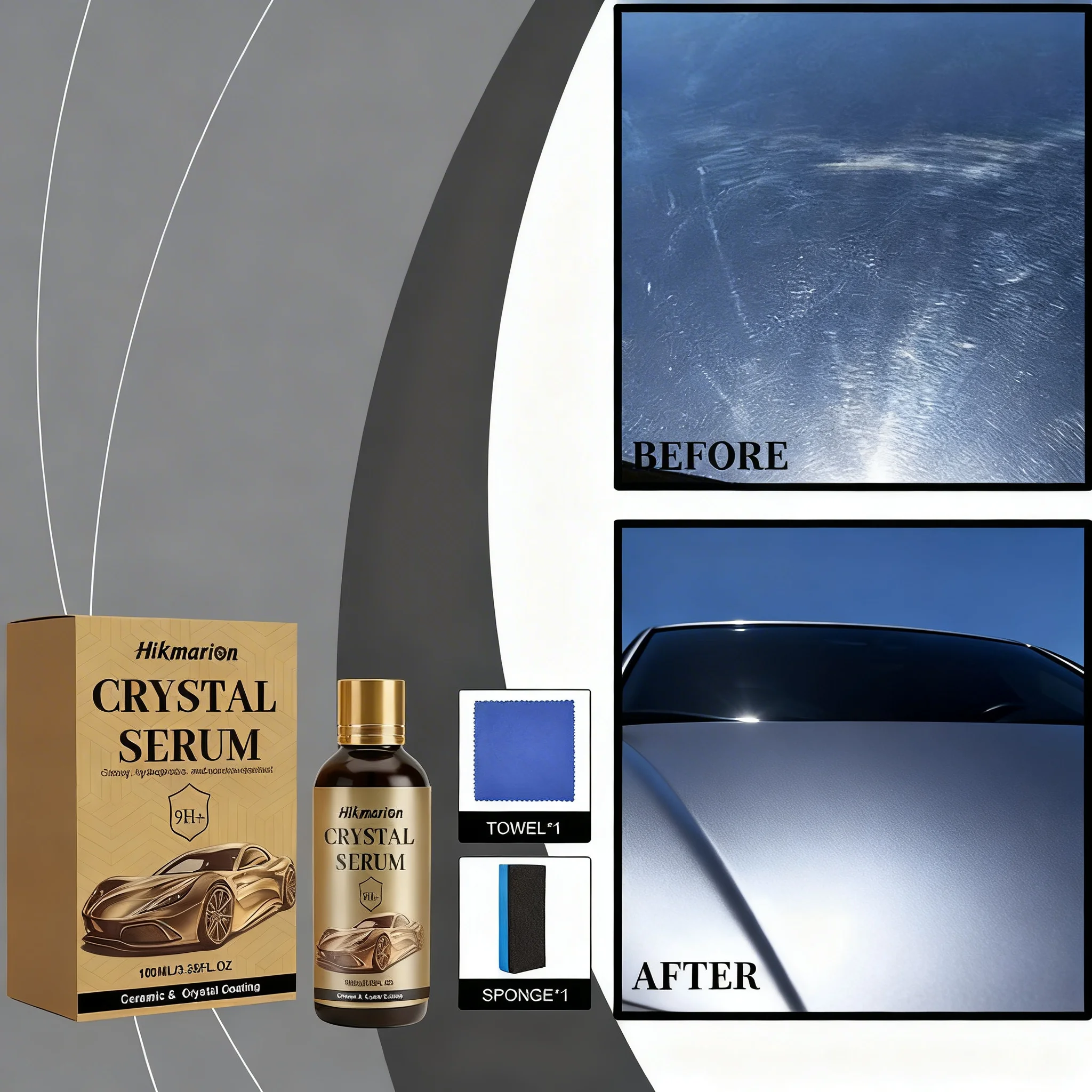 Ceramic Car Coating Kit, Auto Paint Crystal Plating, Gloss Enhancer, Anti-fouling Scratch Resistant, Hydrophobic Easy to Clean