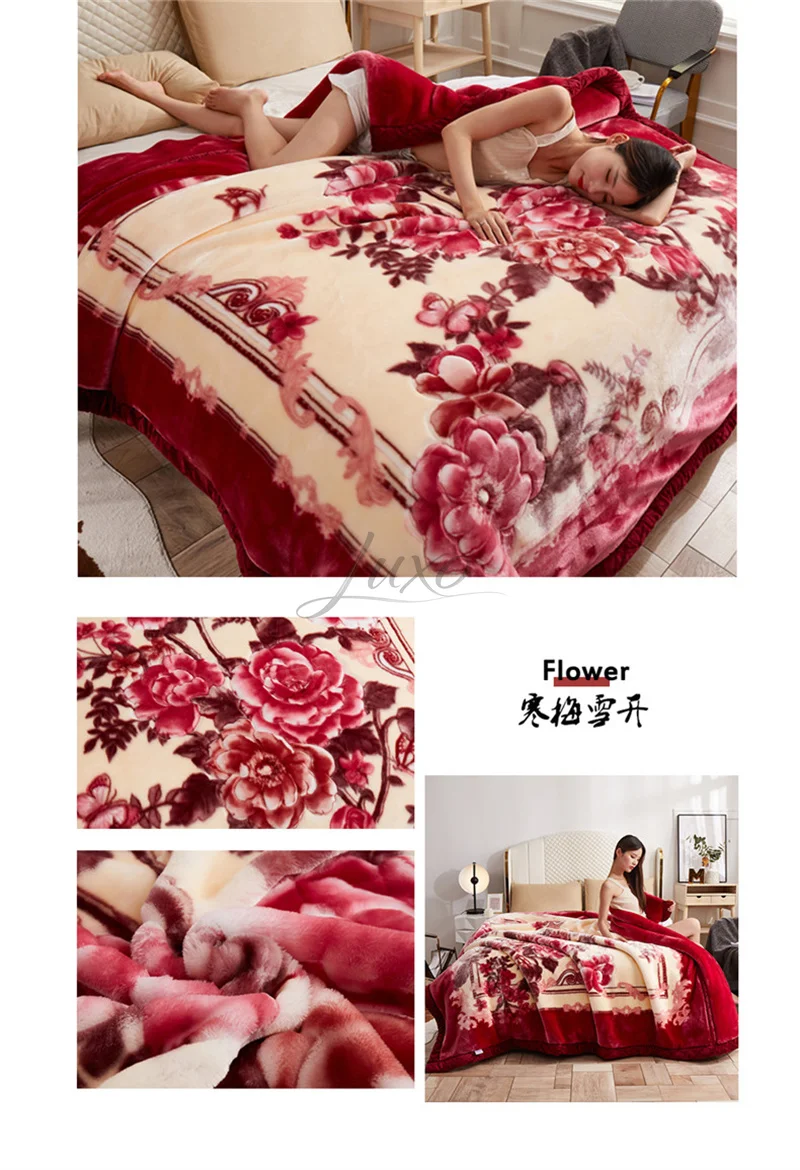 New Warm Weighted Blankets for Beds High End Thicken Warmth Raschel Blanket for Winter Autumn Double Side Plush Comforter Quilt