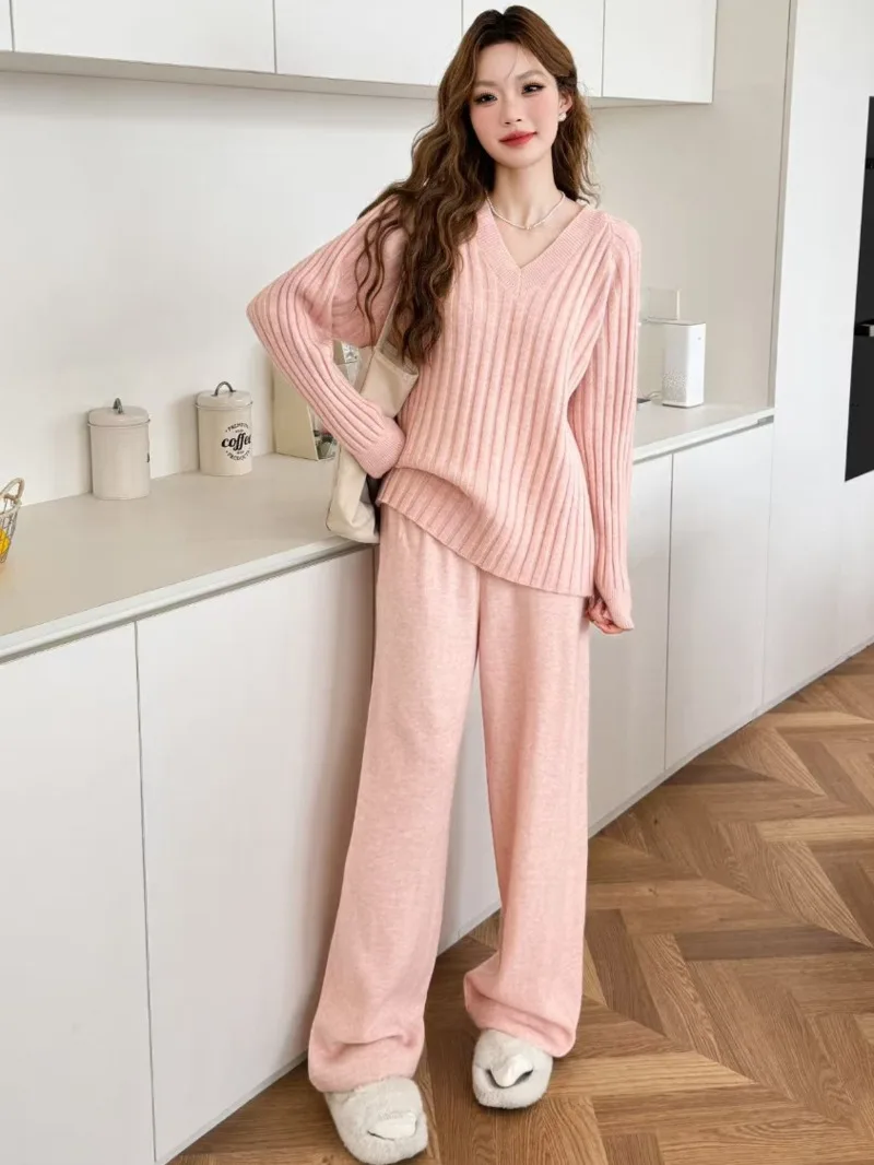 

Новинка 2024 года, одинаковые комплекты, осенне-зимние пуловеры, свитера, топы, комплекты брюк, брюки, костюмы, комплект из 2 предметов для женской одежды, наряд