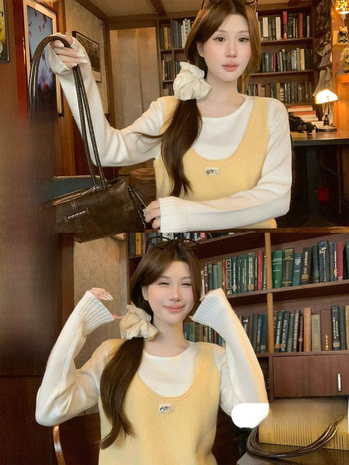 Fashionable Korean Style Color Block Knitted Sweater Women's Single Piece Casual Shirt Autumn Commute Wind Regular Fit Long S...
