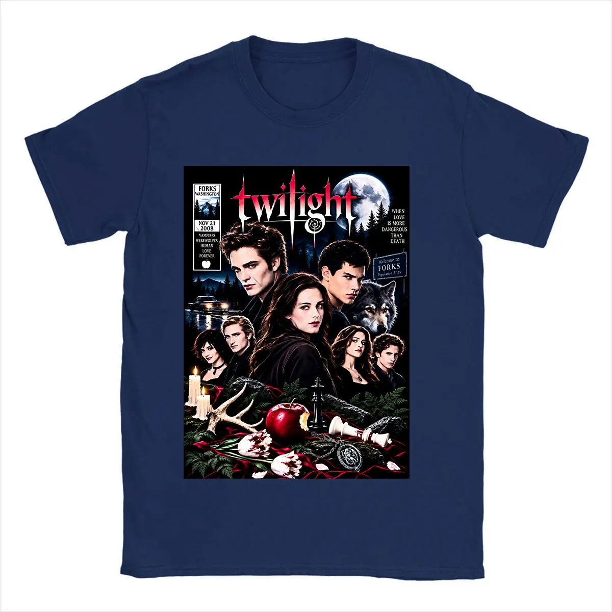 Twilight Saga Edward Cullen Bella Swan Vampire Werewolf Graphic Short Sleeve T-shirts Men Women Clothing 100% Cotton T Shirts