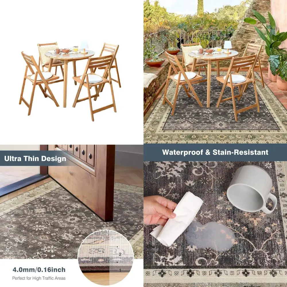 

Прочные виниловые коврики 6 футов 6 x 10 футов для гостиных, винтажные коралловые, нескользящие, подходят для использования в помещении и на открытом воздухе