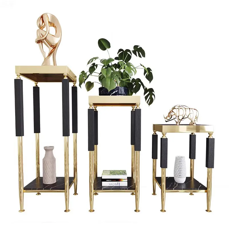 

Stainless steel rock slab flower stand, cross-border light luxury flower stand, indoor decorative flower pot stand